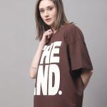 Women Typography Printed Round Neck Cotton Oversize T-shirt